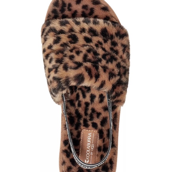 Koolaburra by UGG Fuzz'n II Slipper Backstrap Slide Cheetah Faux-Fur Sandals 5 - Picture 4 of 5